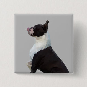 Waterverf Boston Terrier Pin Button