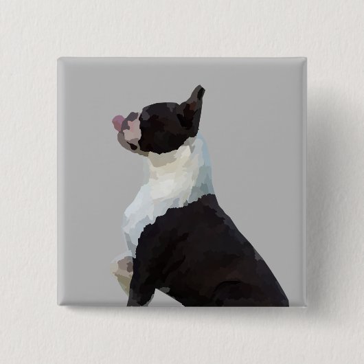 Waterverf Boston Terrier Pin Button (Voorkant)
