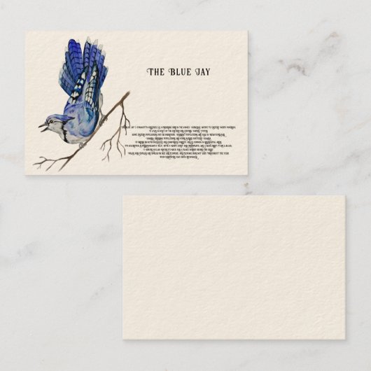 Waterverf bosvogel Blue Jay Visitekaartje (Voorkant / Achterkant)