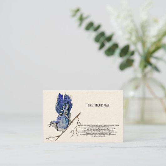 Waterverf bosvogel Blue Jay Visitekaartje (Staand voorkant)