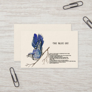 Waterverf bosvogel Blue Jay Visitekaartje