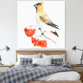 Waterverf bosvogel canvas afdruk (Insitu (Slaapkamer))