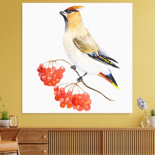 Waterverf bosvogel canvas afdruk (Insitu (Woonkamer))