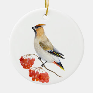 Waterverf bosvogel keramisch ornament