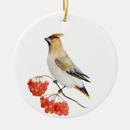 Waterverf bosvogel keramisch ornament (Voorkant)