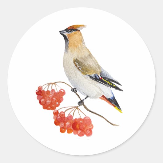 Waterverf bosvogel ronde sticker (Voorkant)