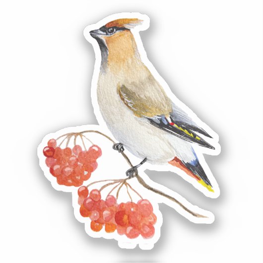 Waterverf bosvogel sticker (Voorkant)