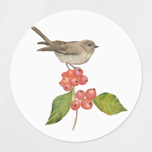 Waterverf bosvogels labels (Design 2)