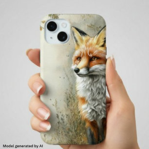 Waterverf Bosvos Natuur Naam iPhone 15 Mini Hoesje