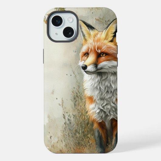 Waterverf Bosvos Natuur Naam iPhone Hoesje (Achterkant)