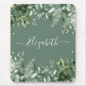 Waterverf Botanical Ferns Ivy Sage Green Muismat (Voorkant)