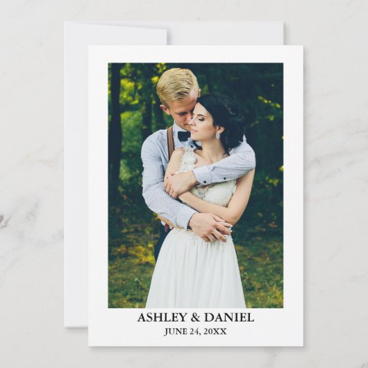 Waterverf Botanical Greenery Photo Wedding Kaart (Achterkant)