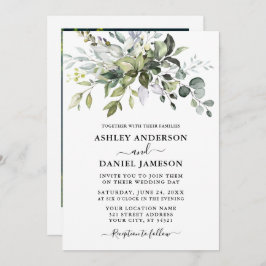 Waterverf Botanical Greenery Photo Wedding Kaart