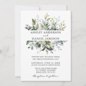 Waterverf Botanical Greenery Photo Wedding Kaart (Voorkant)