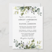 Waterverf Botanical Greenery Photo Wedding Kaart (Voorkant)