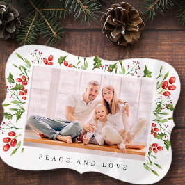 Waterverf Botanical Holly Berry Foliage kerst Feestdagenkaart