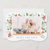 Waterverf Botanical Holly Berry Foliage kerst Feestdagenkaart (Voorkant)