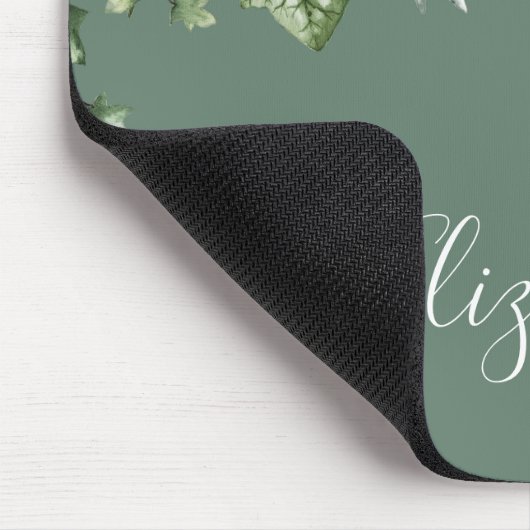 Waterverf Botanical Ivy Ferns Sage Green Muismat (Hoek)