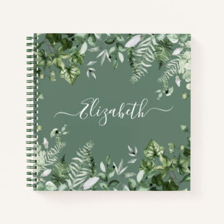 Waterverf Botanical Ivy Ferns Sage Green Notitieboek