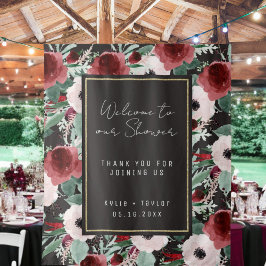 Waterverf Botanical Muted Black Wedding Shower Wandkleed