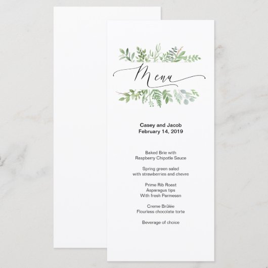 Waterverf Botanical Wedding Menu (Voorkant / Achterkant)