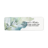 Waterverf Botanical Wedding Return-adreslabels Etiket (Voorkant)