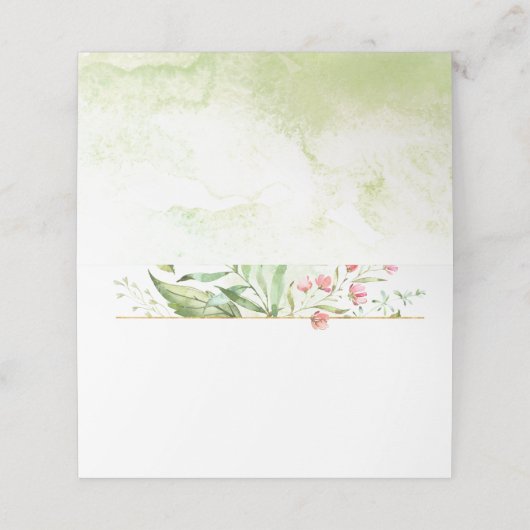 Waterverf Botanicals Green Leaves Pink Flowers | Plaatskaartje (Buitenkant ongevouwen)