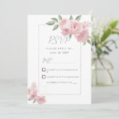 Waterverf botanicals pastel roze bloemen RSVP Kaart (Staand voorkant)