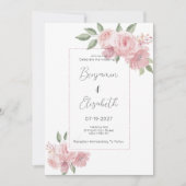 Waterverf botanicals pastel roze bloemenbruiloft kaart (Voorkant)