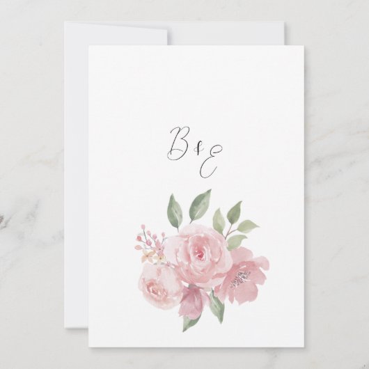 Waterverf botanicals pastel roze bloemenbruiloft kaart (Achterkant)
