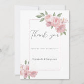 Waterverf botanicals pastel roze flora Bedankt Kaart (Voorkant)