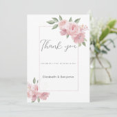 Waterverf botanicals pastel roze flora Bedankt Kaart (Staand voorkant)