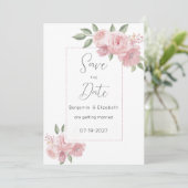 Waterverf botanicals roze bloemen Save the Date Kaart (Staand voorkant)