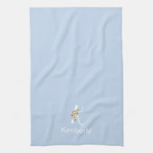 Waterverf botanisch beige initieel monogram blauw theedoek (Verticaal)