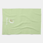 Waterverf botanisch beige initieel monogram groen theedoek (Horizontaal)