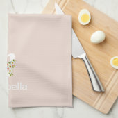 Waterverf botanisch beige initieel monogram theedoek (Quarter Fold)