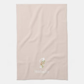 Waterverf botanisch beige initieel monogram theedoek (Verticaal)