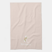 Waterverf botanisch beige initieel monogram theedoek (Verticaal)
