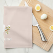 Waterverf botanisch beige initieel monogram theedoek (Quarter Fold)