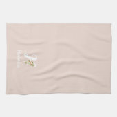 Waterverf botanisch beige initieel monogram theedoek (Horizontaal)