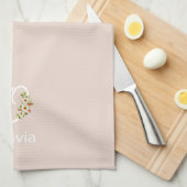 Waterverf botanisch beige initieel monogram theedoek (Quarter Fold)