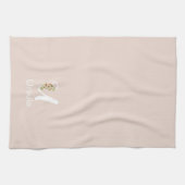 Waterverf botanisch beige initieel monogram theedoek (Horizontaal)