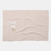 Waterverf botanisch beige initieel monogram theedoek (Horizontaal)