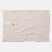 Waterverf botanisch beige initieel monogram theedoek (Horizontaal)
