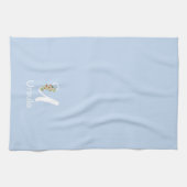 Waterverf botanisch blauw initieel monogram theedoek (Horizontaal)