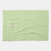 Waterverf botanisch blauw initieel monogram theedoek (Horizontaal)