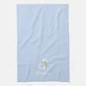 Waterverf botanisch blauw initieel monogram theedoek (Verticaal)