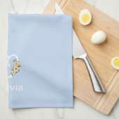 Waterverf botanisch blauwe initiaal monogram theedoek (Quarter Fold)