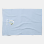 Waterverf botanisch blauwe initiaal monogram theedoek (Horizontaal)