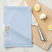 Waterverf botanisch blauwe initiaal monogram theedoek (Quarter Fold)